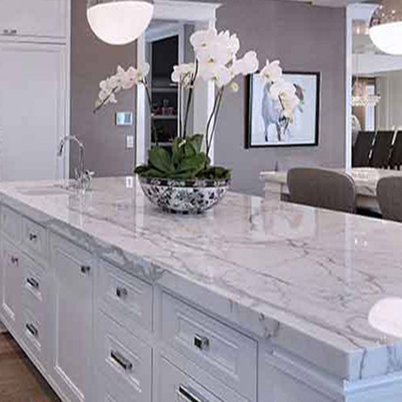 Bếp đá hoa cương trắng vân mây tự nhiên