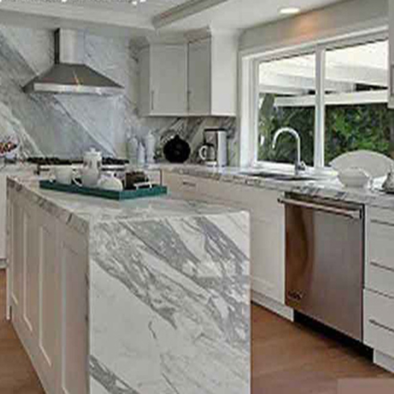 Bếp đá hoa cương trắng vân mây tự nhiên
