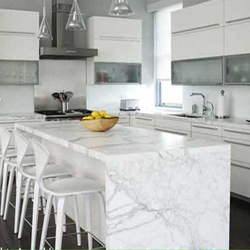 Bếp đá hoa cương trắng vân mây tự nhiên