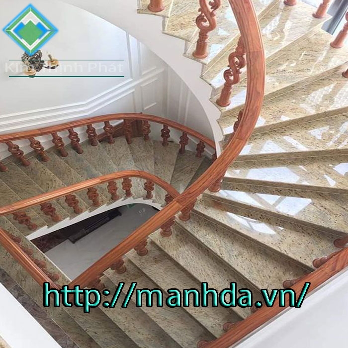 Cầu thang đá nâu đỏ báo giá đá tự nhiên